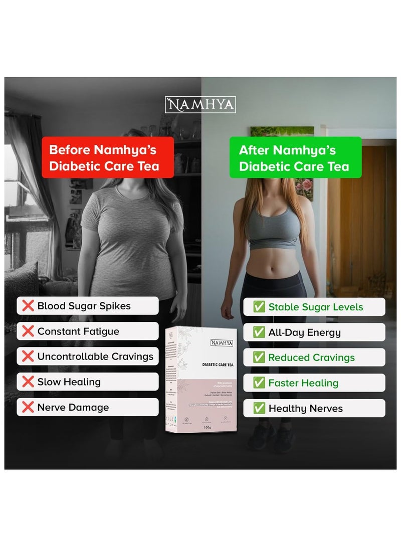 NAMHYA شاي العناية بمرضى السكري مع عشبة بانير دودي الرائعة وأعشاب أيورفيدية أخرى، مثل القرع المر، والجودوتشي، والهاريتاكي، وغيرها لتنظيم مستويات السكر في الدم، وتقوية المناعة (أوراق الشاي السائبة) - Image 5
