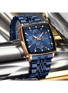 REWARD Men's Watches Blue Rectangle Quartz Wristwatches,Luxury Business Watch Clock Luminous Hands Clock Man  - Image 4