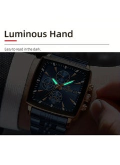 REWARD Men's Watches Blue Rectangle Quartz Wristwatches,Luxury Business Watch Clock Luminous Hands Clock Man  - Image 5