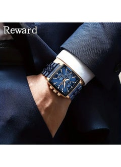REWARD Men's Watches Blue Rectangle Quartz Wristwatches,Luxury Business Watch Clock Luminous Hands Clock Man  - Image 1