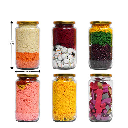 Ash  Roh Ash & Roh® 1000 Gram Glass Jar with Air Tight Gold Lid for Kitchen Dried Masla Storage Jar,Honey Jar,Jar and Container,Spice Masala Jar,Glass,Visible Glass Jar for Kitchen Storage Set of (10) - Image 4