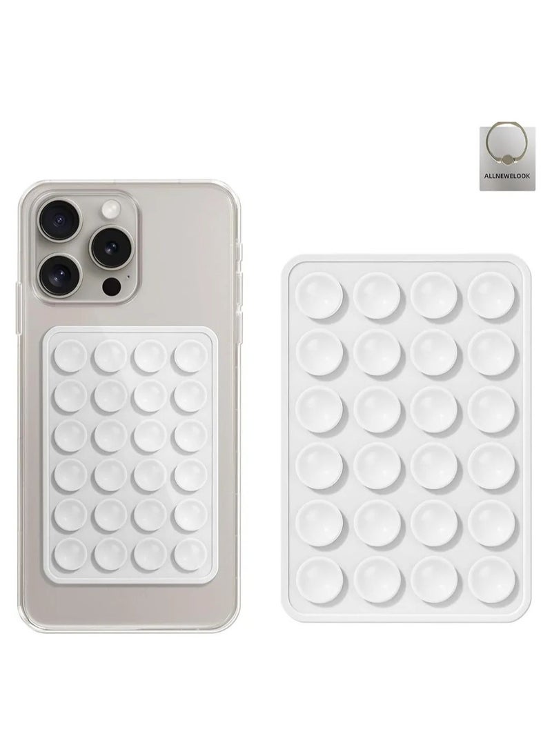 Generic Silicone Phone Sticky Grip, Adhesive Mount, for Smartphones,Hands Free Phone Suction, Hands-Free Mobile Mirror Holder for Selfies and Videos (White)  - Image 1