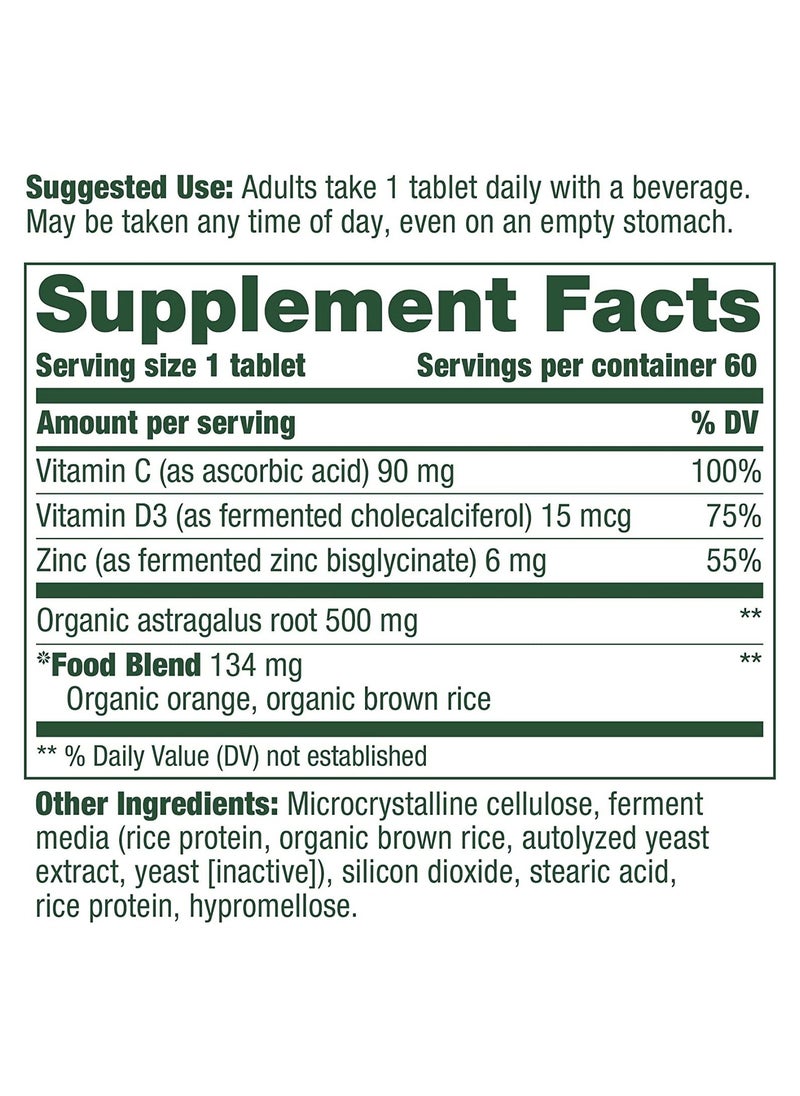 MegaFood - MegaFood Daily Immune Support - Immune Support Supplement With Vitamin C, Vitamin D, Zinc, Astragalus Root, and More - Vitamins for Women & Men - Non-GMO - Made Without 9 Food Allergens - 60 Tabs - Image 1