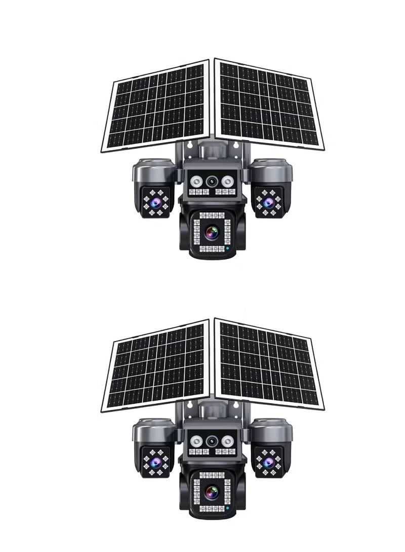 TIGER 2 Pcs 20MP 8K Ultra HD 4-Lens 360° Solar Security Camera | Outdoor WiFi & 4G LTE CCTV Camera With Full-Color Night Vision, PIR + AI Human Detection, 2-Way Audio & Motion Alerts | Waterproof Wireless PTZ Home Surveillance Camera with 64GB SD Card | Smart Solar-Powered CCTV for Home, Office & Farm Security - Image 3
