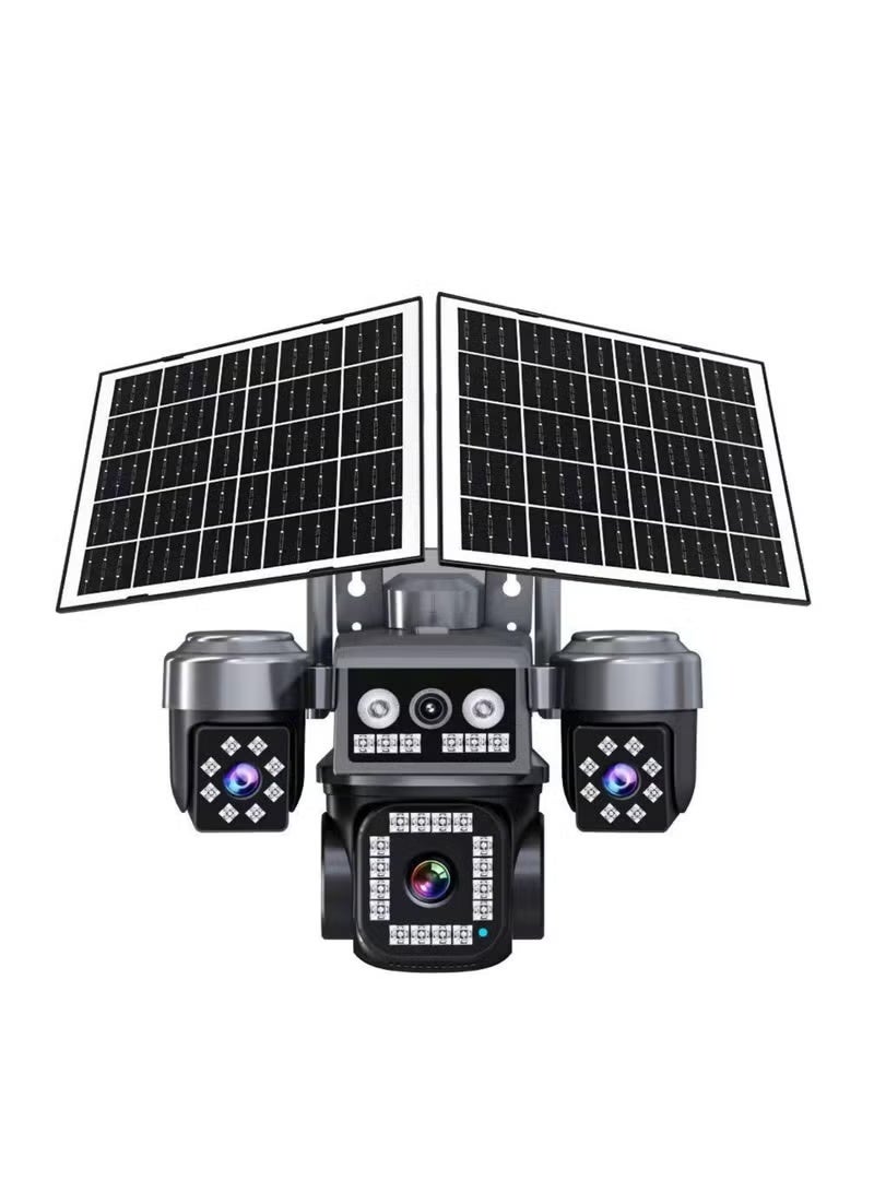TIGER 2 Pcs 20MP 8K Ultra HD 4-Lens 360° Solar Security Camera | Outdoor WiFi & 4G LTE CCTV Camera With Full-Color Night Vision, PIR + AI Human Detection, 2-Way Audio & Motion Alerts | Waterproof Wireless PTZ Home Surveillance Camera with 64GB SD Card | Smart Solar-Powered CCTV for Home, Office & Farm Security - Image 2