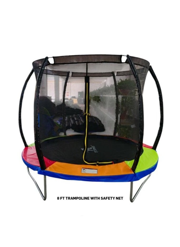 Generic 8 Ft Trampoline with Safety Net – Heavy-Duty Steel Frame, UV-Resistant Jump Mat, 48 Springs 