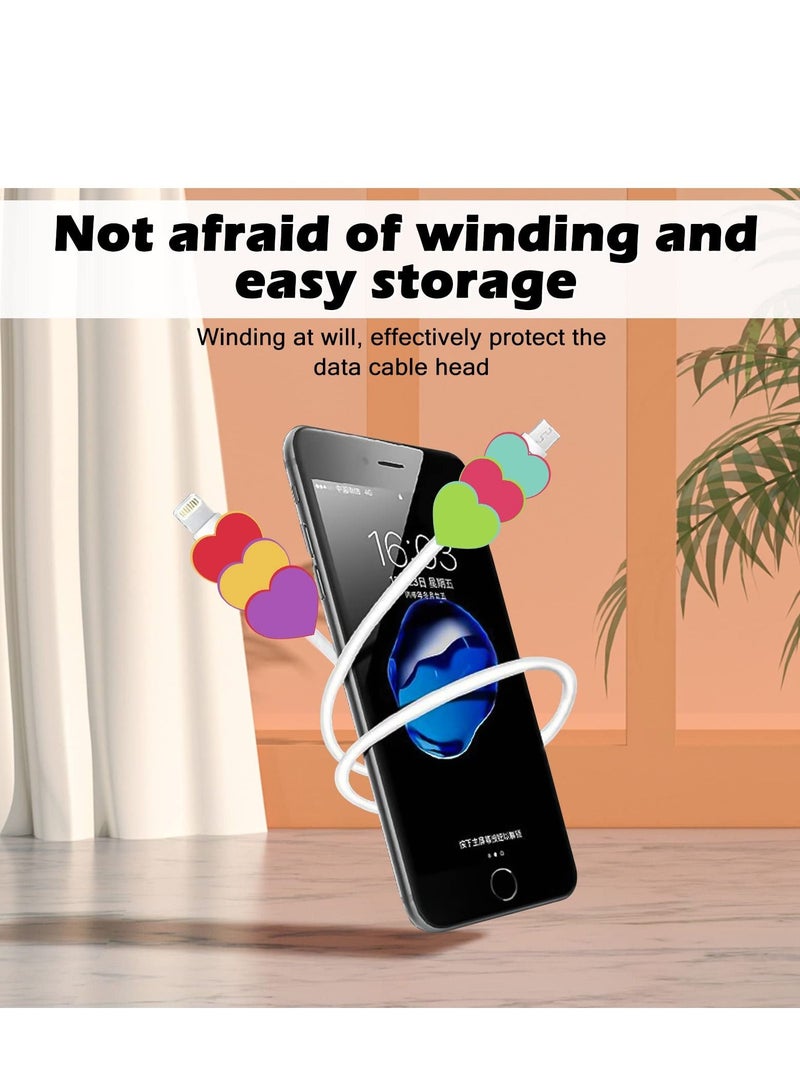 Y&D Cable Protector for iPhone Type-c Charger LOVE Hearts Pattern 4 PCS Set Women Girls Kids TeenCable ChomperPhone Charger Saver - Image 4