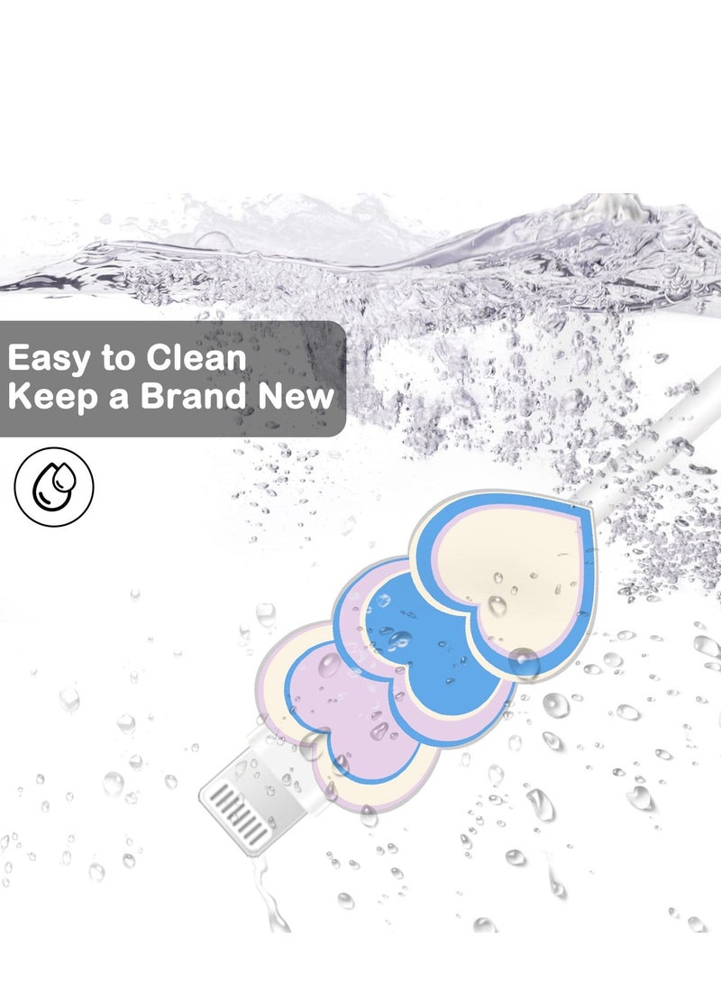 Y&D Cable Protector for iPhone Type-c Charger LOVE Hearts Pattern 4 PCS Set Women Girls Kids TeenCable ChomperPhone Charger Saver - Image 3