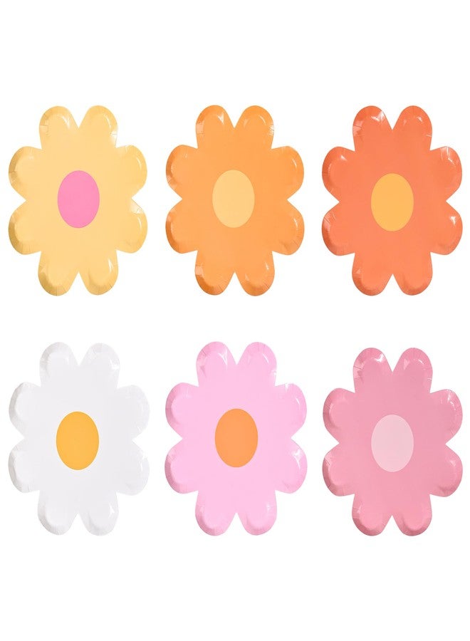 AimFun 36 Pcs Daisy Paper Plates Disposable Groovy Party Plates 7inch Flower Shaped Dessert Plates for Spring Birthday Baby Shower Wedding Bridal Party Decor Supplies - Image 1