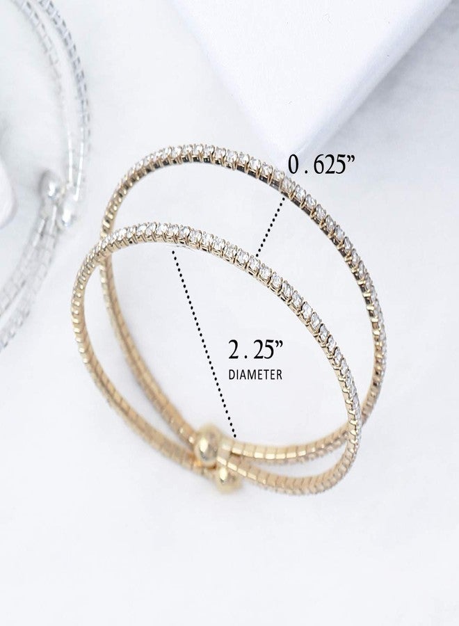 NTLX Crystal Bracelet for Women - Rhinestone Bangle Bracelet - Gold Plated - Flexible & Adjustable - Two Row - Bridal, Wedding, Prom, Party, Pageant, Evening, Casual, Bracelet - with Gift Box - Image 2