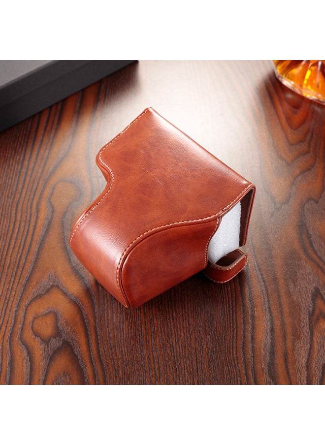 Generic Canon M50 Camera Bag M50 II M62 M100 M200 R50 R10 Leather Protective Case Photography Bag For Professional And Hobbyists-Dimensions:M6 II  Coffee  - Image 1