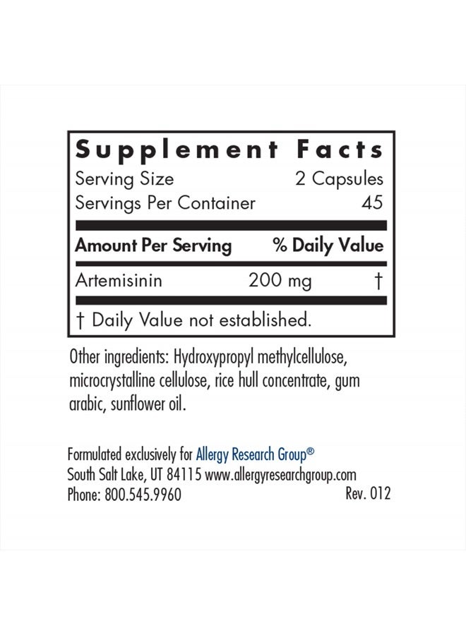 Allergy Research Group Artemisinin Supplement - GI Tract Support, Pure Qinghaosu from Artemisia annua, Thujone-Free, Hypoallergenic, Vegetarian Capsules - 90 Count - Image 2