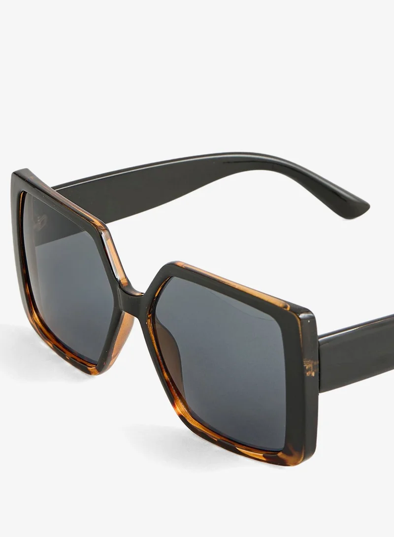 REDTAG Women Black and Brown Oversized Sunglasses