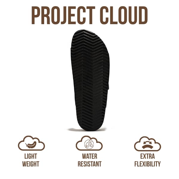 Project Cloud Genuine Leather Mens Sandals with Memory Foam Natural Cork Footbed Slides for Men Footwear - Non-Slip Double-Strap Buckle Summer Sandals (Arizona,BLKMAT,8) - Image 4