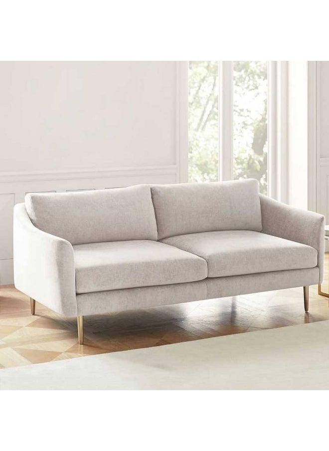 Homzmart Swedish Wood and Linen 2-Seater Sofa - White  - Image 1