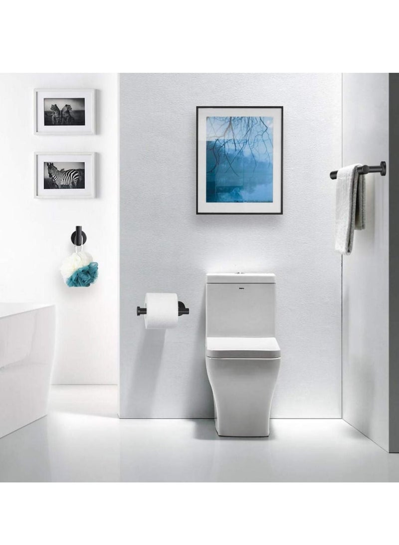 5-Pieces Matte Black Stainless Steel Round Wall Mounted Bathroom Hardware Set