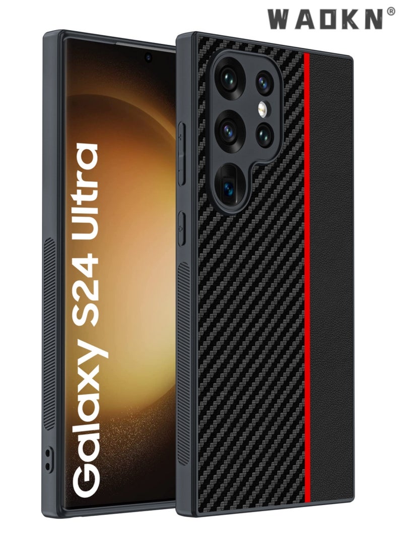 Aramid Fiber Case for Samsung Galaxy S24 Ultra 5G with Carbon Fiber Texture, Super Slim Protective Cover Skin, Soft Touch Sturdy Durable Case, Snap-on Back Cover Compatible with Galaxy S24 Ultra