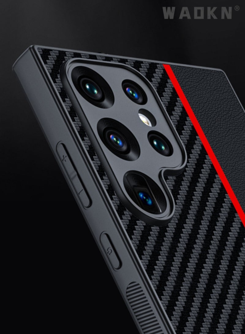 Aramid Fiber Case for Samsung Galaxy S24 Ultra 5G with Carbon Fiber Texture, Super Slim Protective Cover Skin, Soft Touch Sturdy Durable Case, Snap-on Back Cover Compatible with Galaxy S24 Ultra