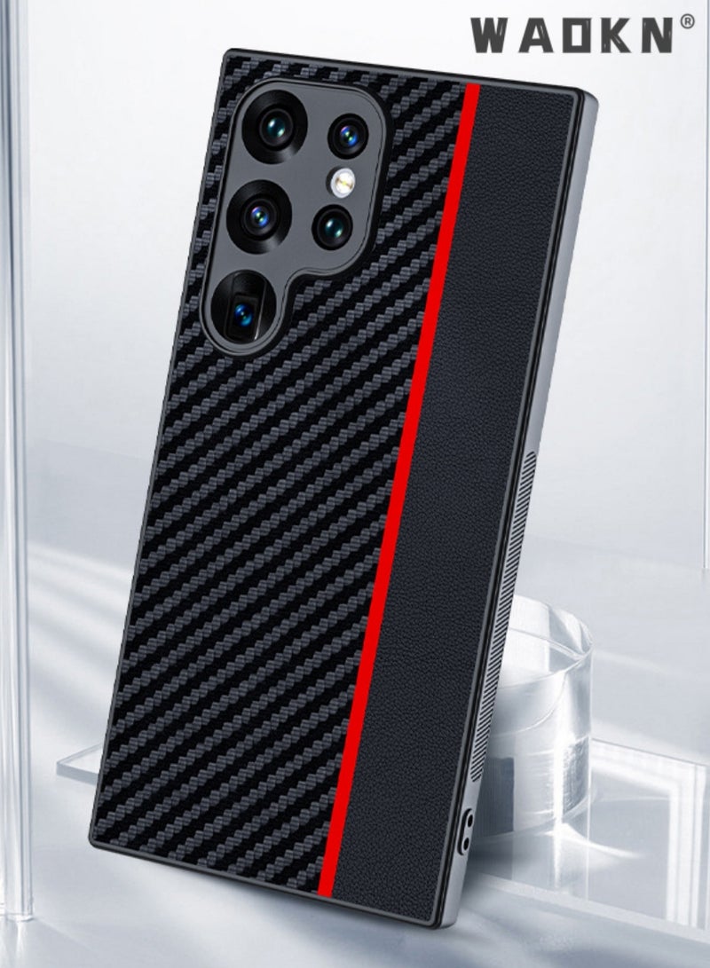 Aramid Fiber Case for Samsung Galaxy S24 Ultra 5G with Carbon Fiber Texture, Super Slim Protective Cover Skin, Soft Touch Sturdy Durable Case, Snap-on Back Cover Compatible with Galaxy S24 Ultra