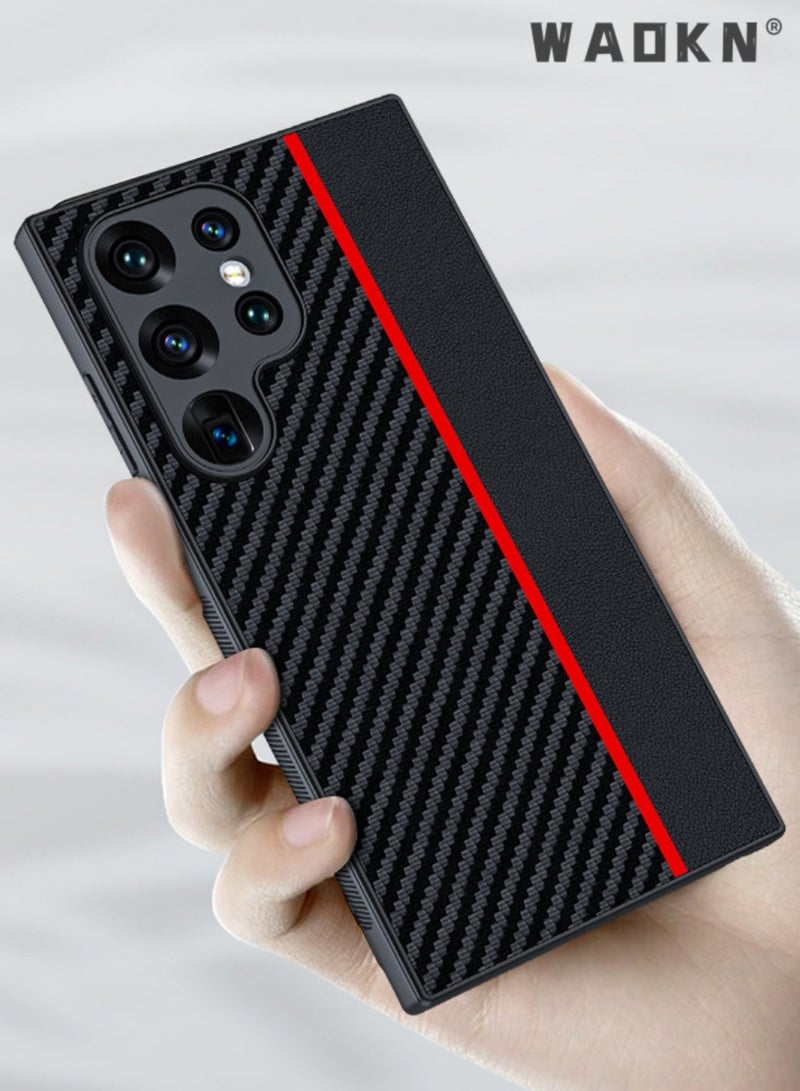 Aramid Fiber Case for Samsung Galaxy S24 Ultra 5G with Carbon Fiber Texture, Super Slim Protective Cover Skin, Soft Touch Sturdy Durable Case, Snap-on Back Cover Compatible with Galaxy S24 Ultra