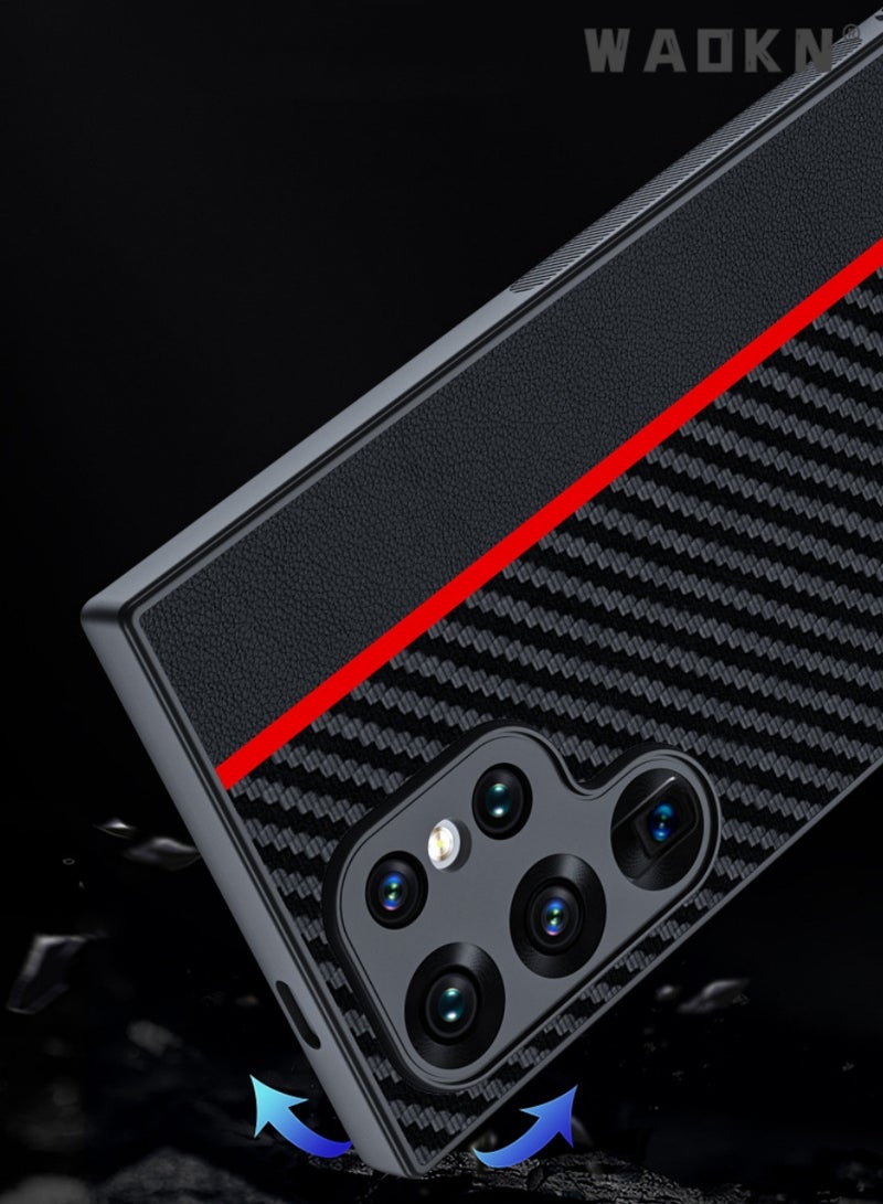 Aramid Fiber Case for Samsung Galaxy S24 Ultra 5G with Carbon Fiber Texture, Super Slim Protective Cover Skin, Soft Touch Sturdy Durable Case, Snap-on Back Cover Compatible with Galaxy S24 Ultra