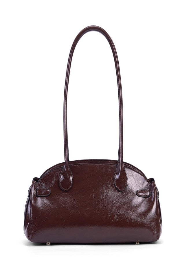 JQWSVE Shoulder Bags for Women Glazed Leather Hobo Handbag Carryall Tote Bag Trendy Designer Handbags and Purses with Zipper, Maple - Image 1