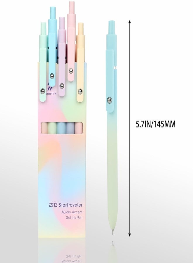 Ddaowanx Gel Pens, 5 Pcs 0.7mm Quick Dry Black Ink Pens Fine Point Smooth Writing Pens, Cute Office School Supplies Gifts for Women (5 Pcs Gradient-Black Ink) - Image 2