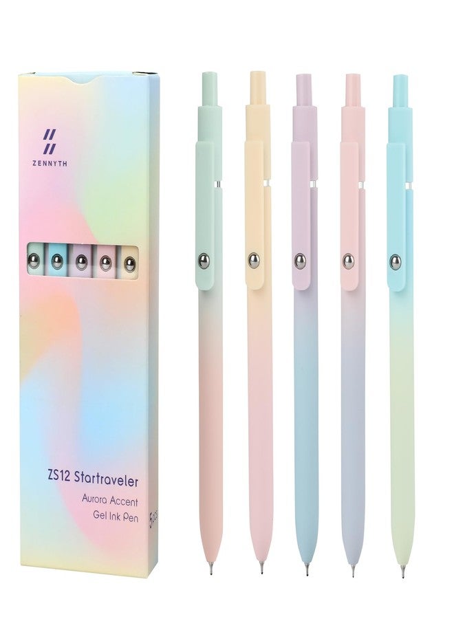 Ddaowanx Gel Pens, 5 Pcs 0.7mm Quick Dry Black Ink Pens Fine Point Smooth Writing Pens, Cute Office School Supplies Gifts for Women (5 Pcs Gradient-Black Ink) - Image 1
