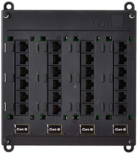 Leviton Twist and Mount Patch Panel, CAT 6 24 Port, 476TM-624, Black - Image 1