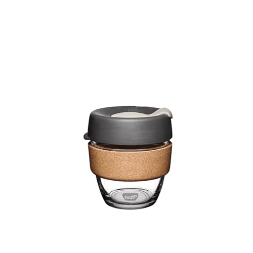 KeepCup Brew Cork, Reusable Glass Tumbler with Natural Cork, Short Coffee Cup 8oz/227ml - Press - Image 1