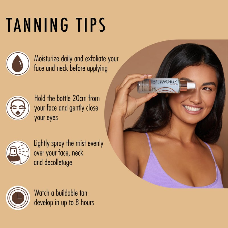 St. Moriz Advanced Self Tanner Face Mist, Sunless Tanning Spray (Medium, 5.07 Fl Oz) - Quick Tan Clear Bronzing Spray with Aloe Vera & Vitamin E â€“ Gradual Self Tan for Face - Fake Tan Spray - Image 5