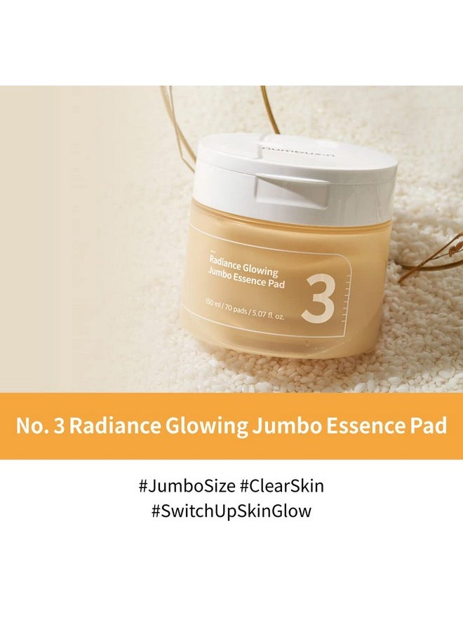 numbuzin numbuzin No.3 Radiance Glowing Jumbo Essence Pad | Clear Glass Skin, Skin Radiance, Texture Care | Biodegradable Vegan Pads, Fermented Ingredients, Niacinamide | Korean Skin Care | 70 pads/5.07 Fl Oz  - Image 2