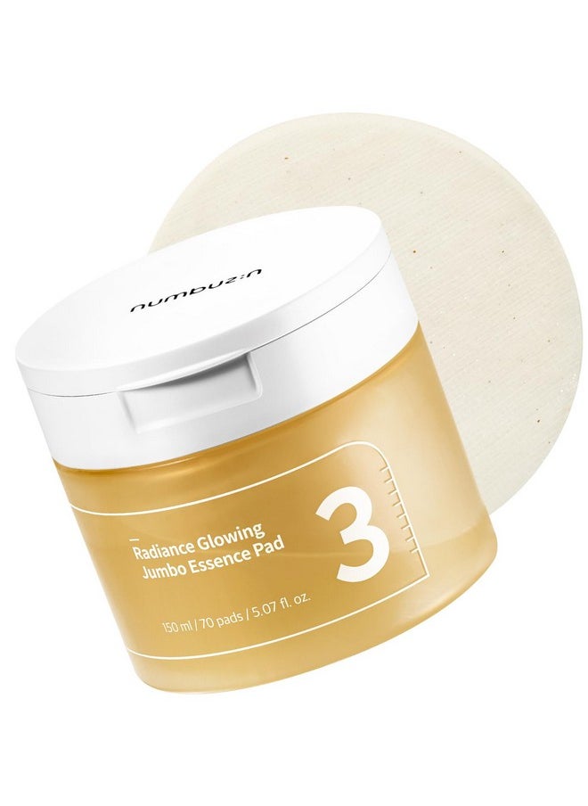 numbuzin numbuzin No.3 Radiance Glowing Jumbo Essence Pad | Clear Glass Skin, Skin Radiance, Texture Care | Biodegradable Vegan Pads, Fermented Ingredients, Niacinamide | Korean Skin Care | 70 pads/5.07 Fl Oz  - Image 1
