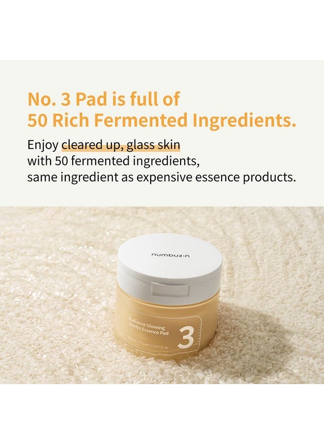 numbuzin numbuzin No.3 Radiance Glowing Jumbo Essence Pad | Clear Glass Skin, Skin Radiance, Texture Care | Biodegradable Vegan Pads, Fermented Ingredients, Niacinamide | Korean Skin Care | 70 pads/5.07 Fl Oz  - Image 4