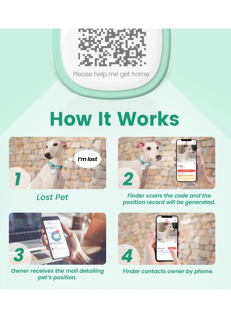 2Pcs QR Code Pet ID Tags, Silent Silicone Dog Cat Tags, Personalized, Modifiable Online Profile, Free Pet Page, Instant Location Alert via Email