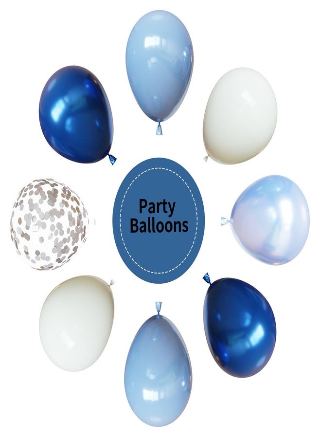 YMSZ Blue and White Balloons, 67pcs 12 Inch Blue Balloon and White Silver Confetti Balloons for Baby Shower, Birthday, Bridal, Wedding Party Decoration - Image 3