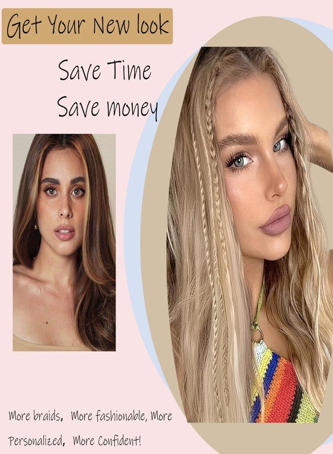 فانين وصلات شعر بيبي بريدز، 3 قطع من الضفائر في وصلة شعر واحدة بمشبك، شعر أمامي جانبي، ذيل حصان، قطع شعر صناعية بطول 22 بوصة للنساء والأطفال والفتيات (أسود طبيعي) - Image 5