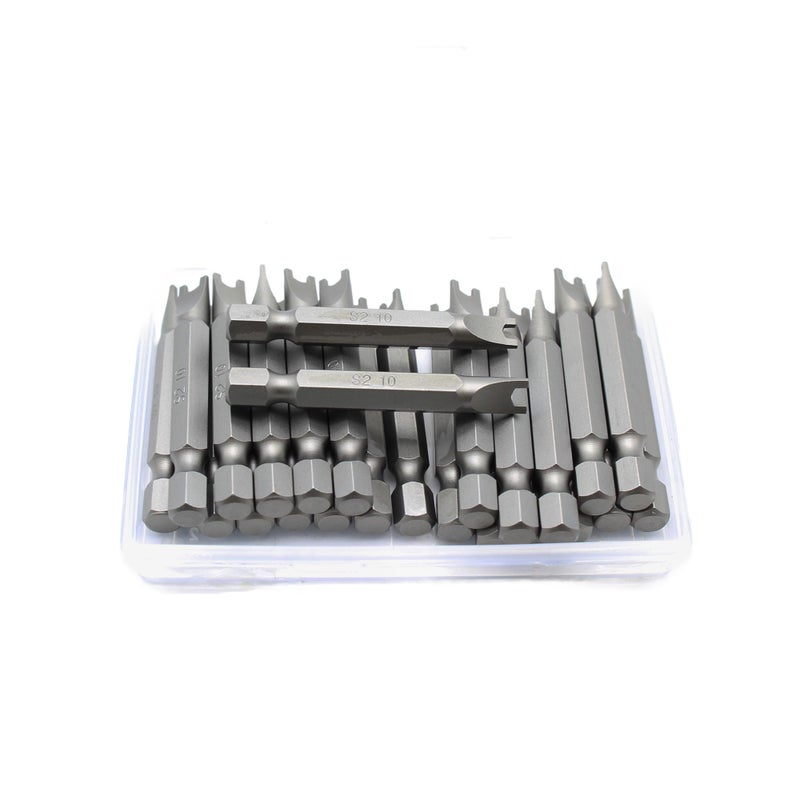 TEMO 25 pc Spanner 10 2 Inch Screwdriver Insert Bits Durable S2 Steel with Heavy Duty Storage Container