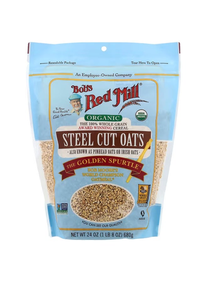 Bob's Red Mill, Organic Steel Cut Oats, Whole Grain, 24 oz (680 g)