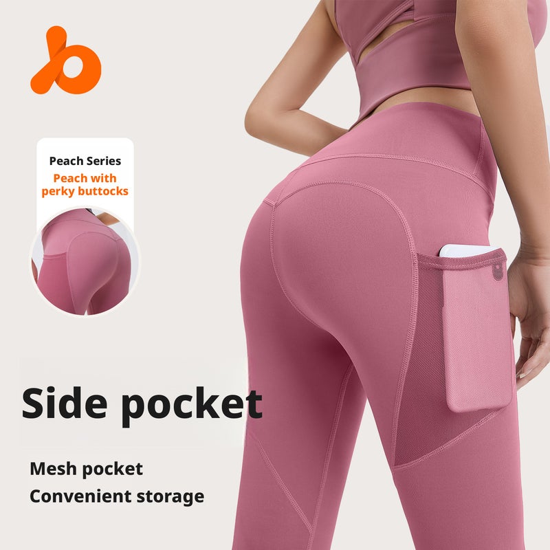 Women's Yoga Leggings High Waist Tummy Control Side Pockets Running Gym Pants - Image 1