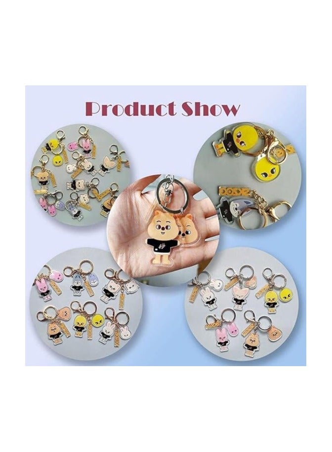 general 8 Pieces Stray Kids SKZoo Keychain Set : Cute Acrylic Cartoon Keychain with Double Sided SKZ Animal Patterns - Fans and kids backpack and mobile phone charms! - Image 3