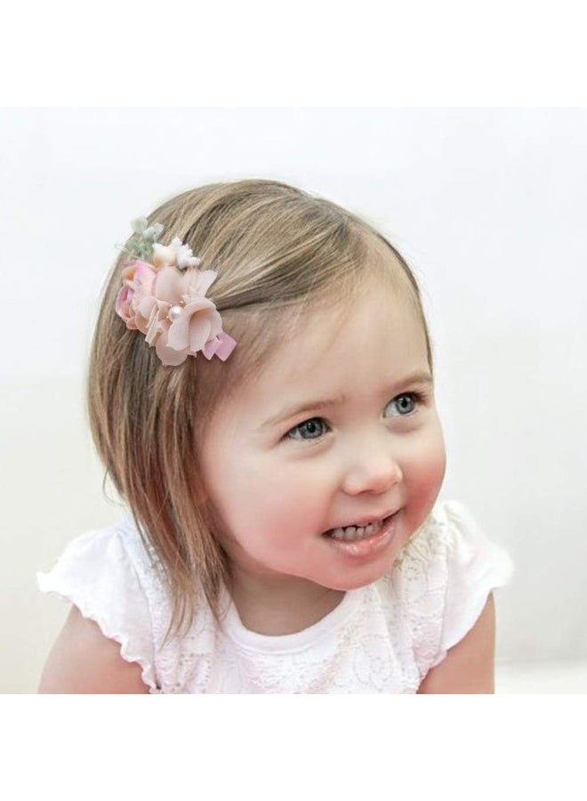 mligril Baby Girls Flower Hair Clips-3pcs Floral Hair Bows Alligator Barrettes for Infant Toddler - Image 3
