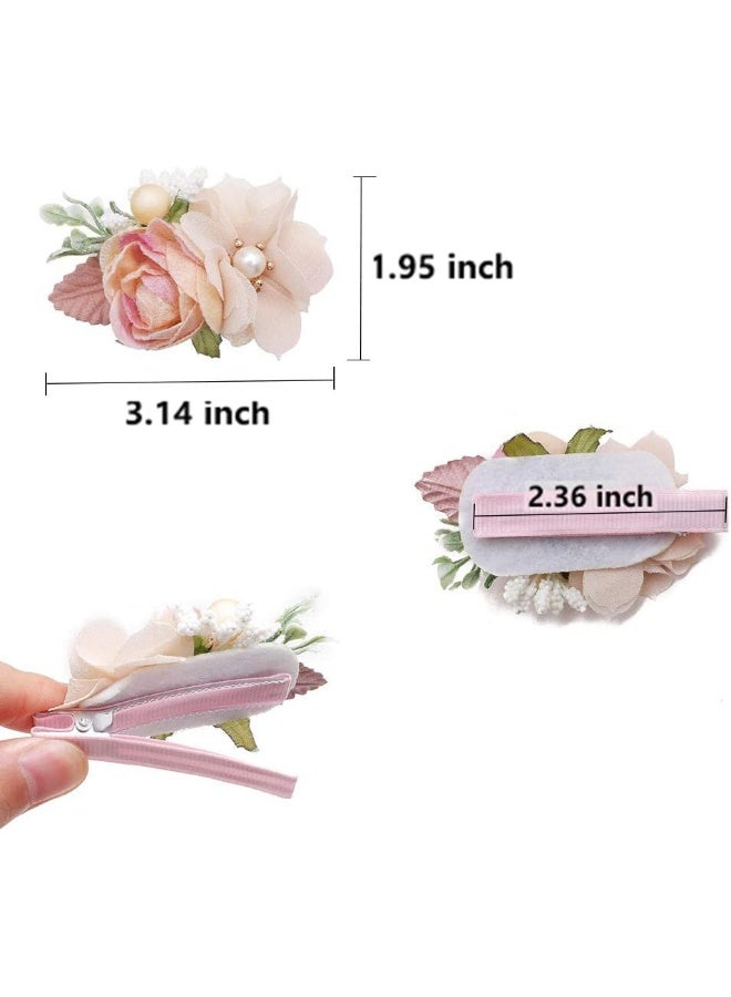 mligril Baby Girls Flower Hair Clips-3pcs Floral Hair Bows Alligator Barrettes for Infant Toddler - Image 4