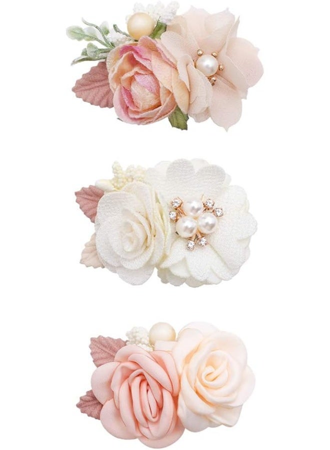 mligril Baby Girls Flower Hair Clips-3pcs Floral Hair Bows Alligator Barrettes for Infant Toddler - Image 1