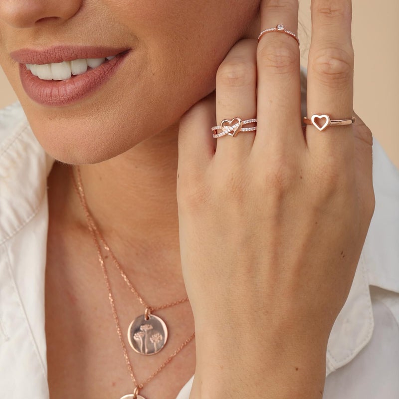 AFFY Infinity Heart Promise Ring Round White Cubic Zirconia Split Shank Jewelry for Women in 14K White Gold Over Sterling Silver Gift For Her Jewelry Ring Size-7 - Image 3