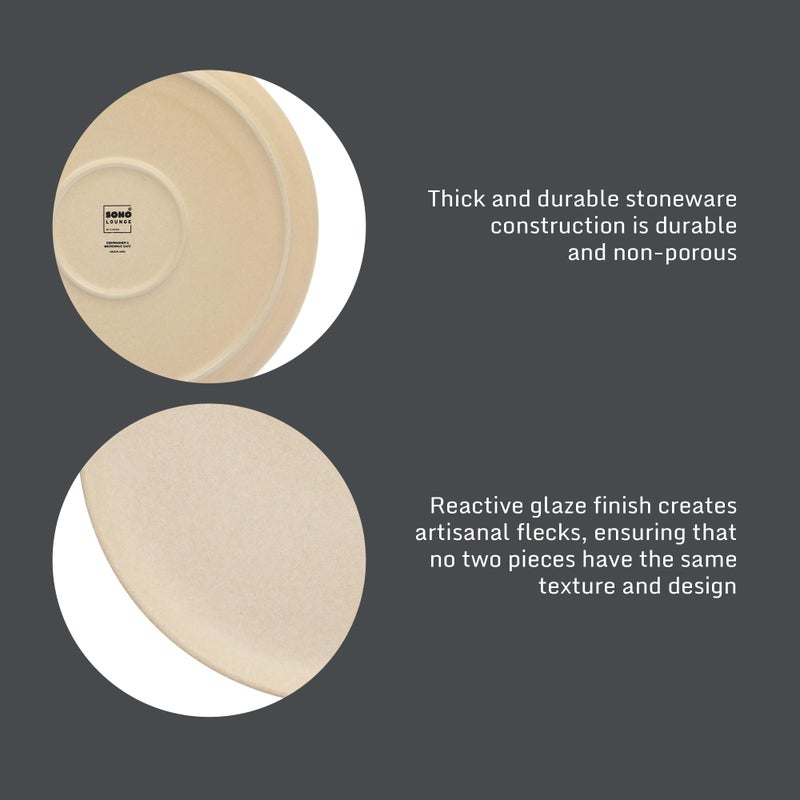 Gibson Elite Pasco 12 Piece (Service for 4) Plates and Bowls Reactive Glaze Dishes Stoneware Ceramic Dinnerware Set - Taupe - Image 4