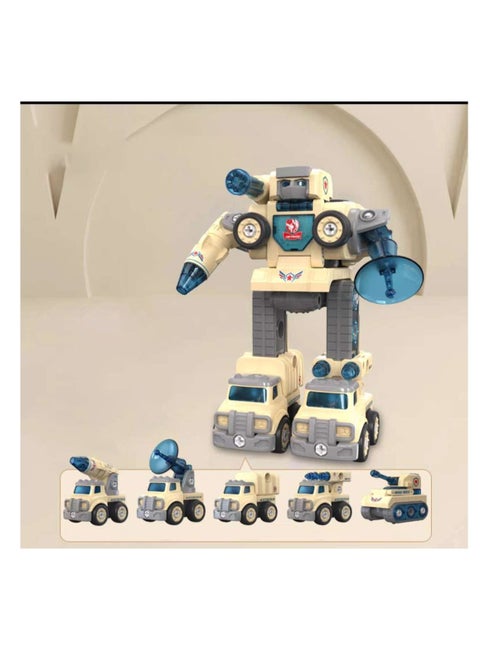 Five in One Take Apart Trucks Transform to Robot Building Toys For Boys