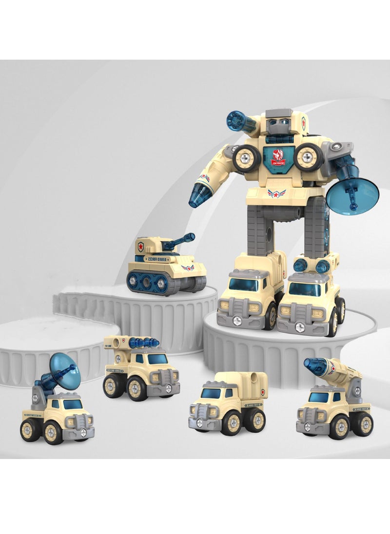 Five in One Take Apart Trucks Transform to Robot Building Toys For Boys
