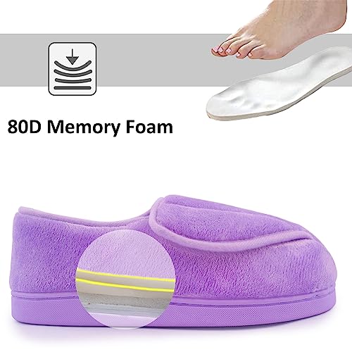 Git-up Women Soft wide Slippers Memory Foam Closed Toed Diabetic Arthritis Edema House Slippers - Image 4