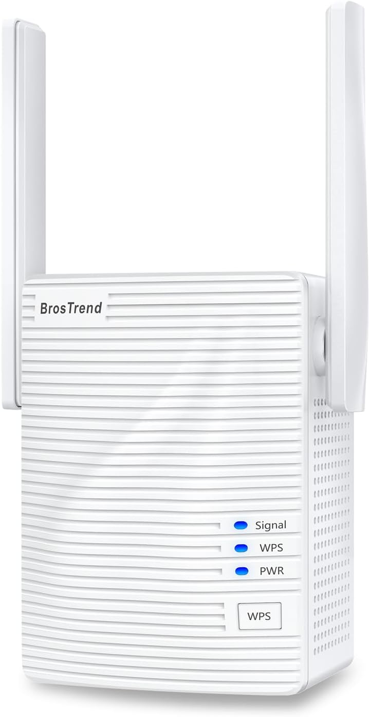 BrosTrend AC1200 WiFi Booster Range Extender, WPS Easy Setup WiFi Extender, 1200Mbps Wireless Signal Repeater, 1 Ethernet Port, Access Point, Wi-Fi Bridge, Dual Band of 5GHz & 2.4GHz - Image 1